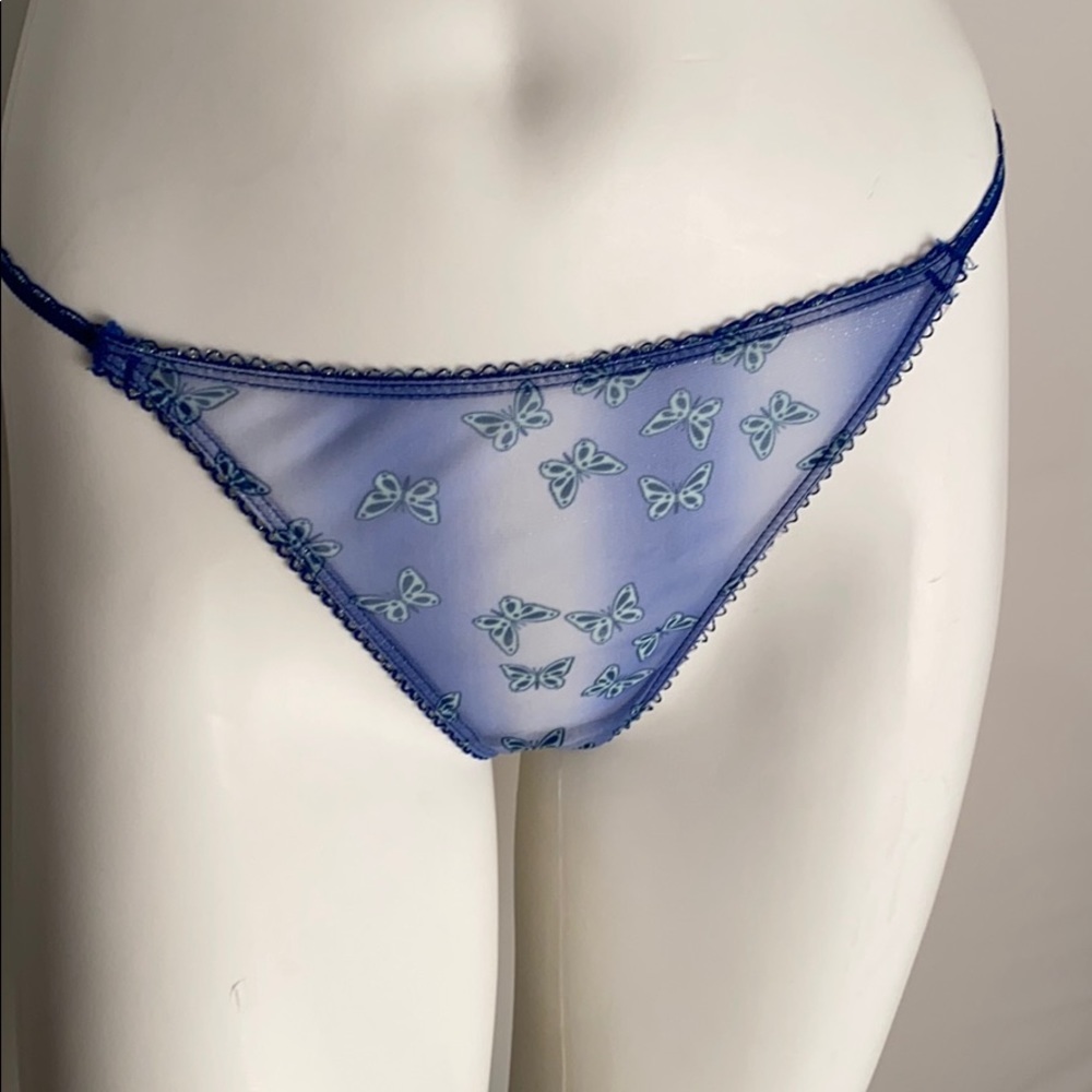 Planet Lingerie blue butterfly thong panty L